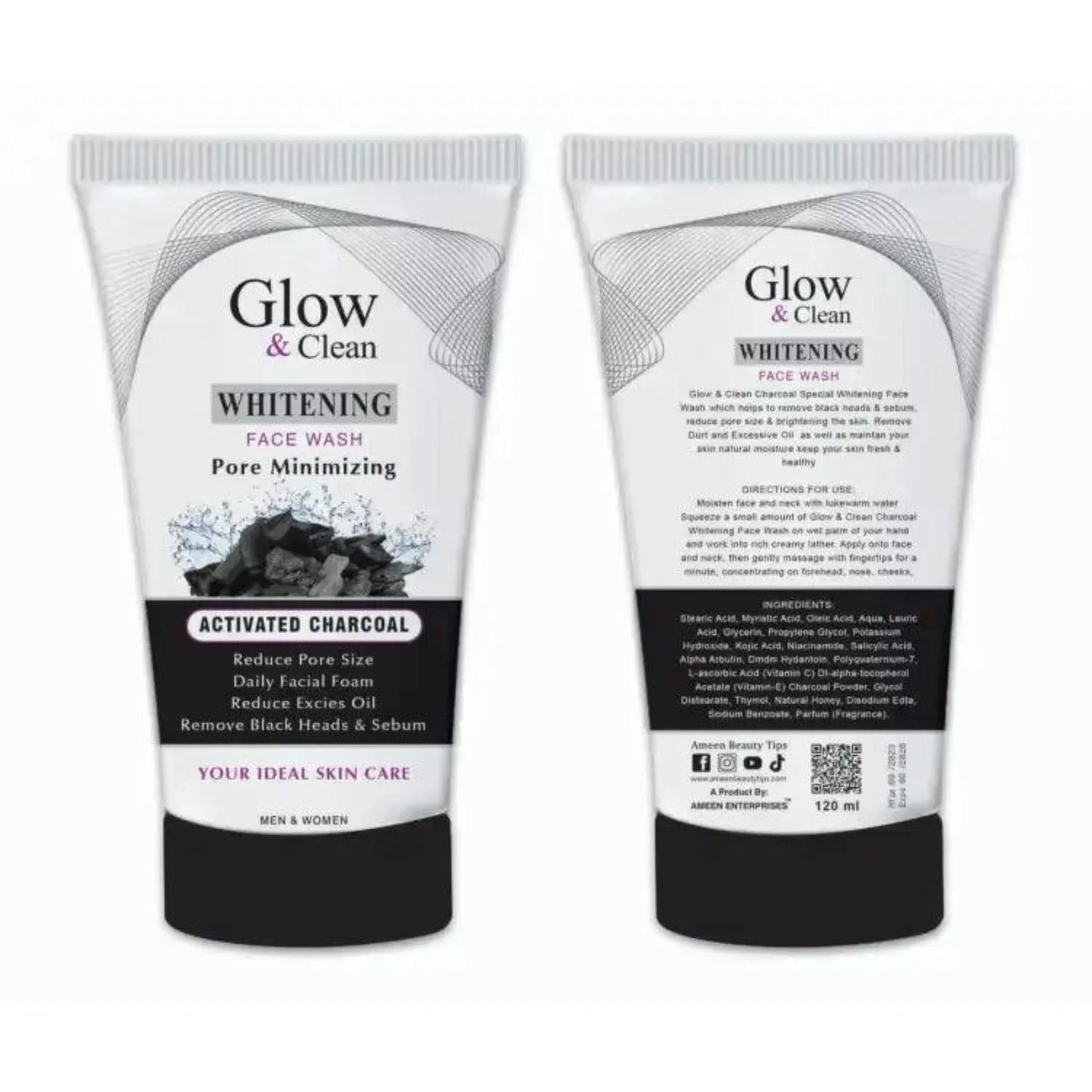 New Arrival Glow & Clean Charcoal Face Wash | Deep Cleansing Oil Control & Pore Care