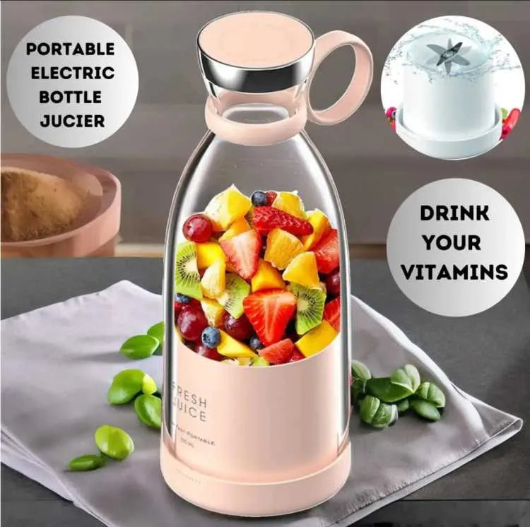 Mini Juicer Blender – USB Electric Smoothie Maker Bottle – 6 Blade, 380ml, for Travel, Gym & Kitchen