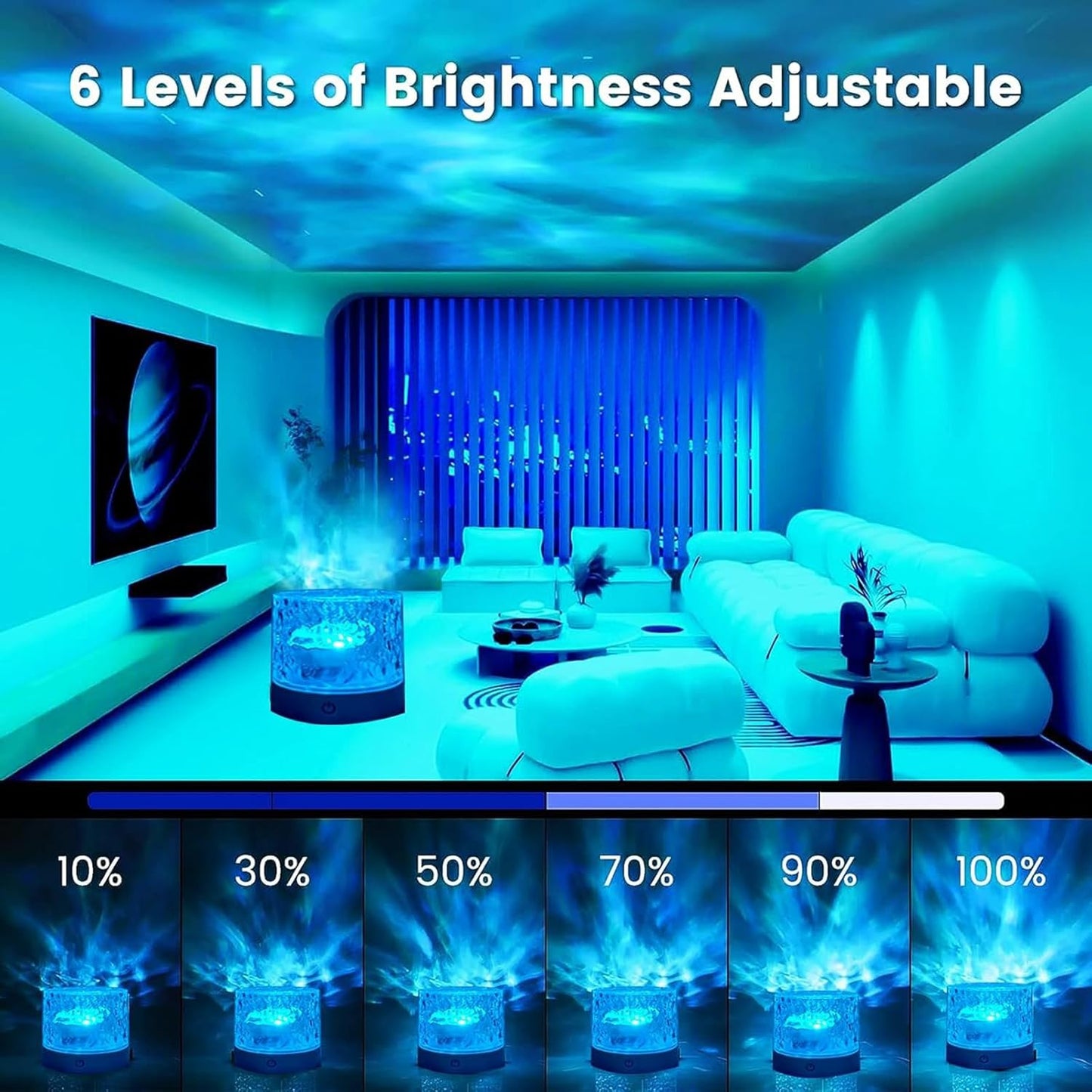 Water Ripple Lamp 16-Color Rotating Night Light