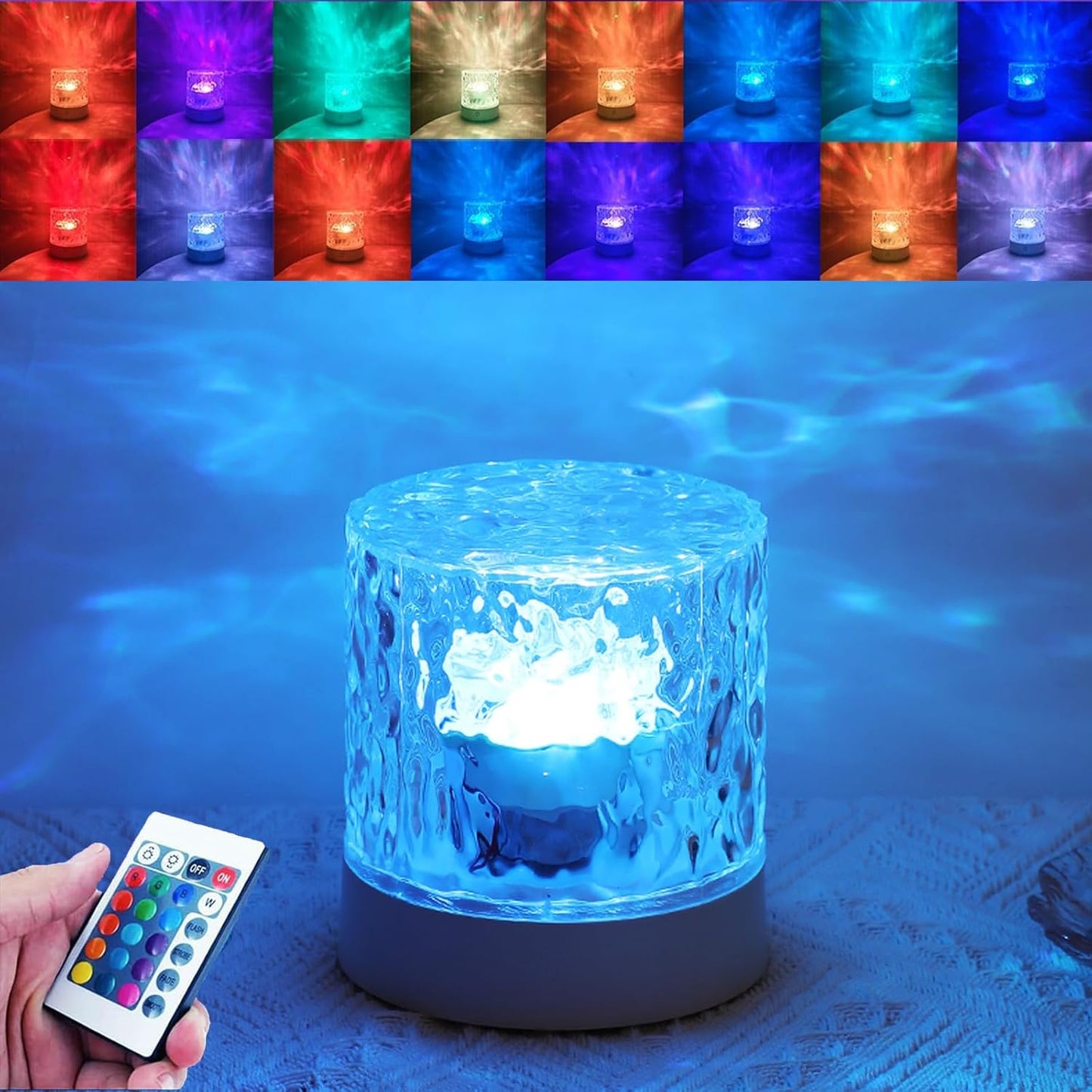 Water Ripple Lamp 16-Color Rotating Night Light