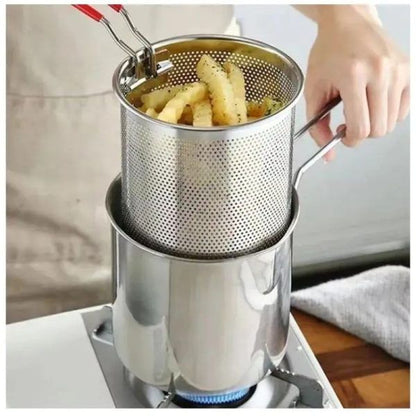 Stainless Steel Deep Fryer Pot with Strainer – 1.2 L